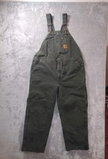 Carhartt Overalls Mens 46x30 Cotton Duck Bib Double Knee Moss Green Utility 2007