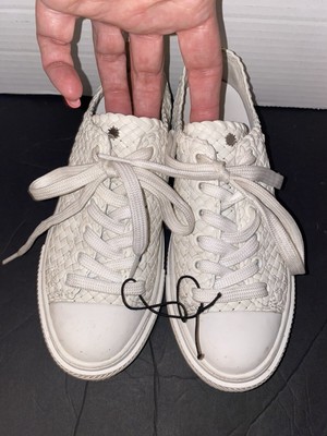 Stuart Weitzman Woven Leather Trainers White Designer