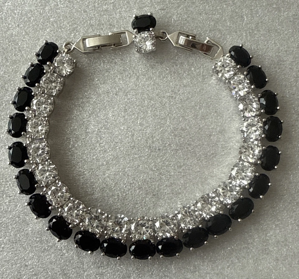 Pulsera GULICX Tono Plata Negro Circón Cristal Swarovski OS NUEVO Foto 2 de 4