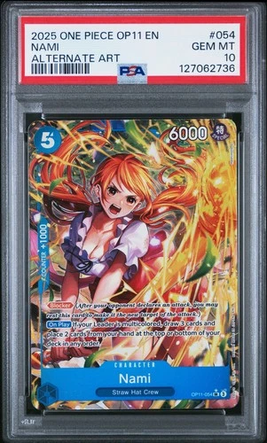 One Piece TCG OP11 A Fist of Divine Speed - Nami Alt Art OP11-054 - PSA 10