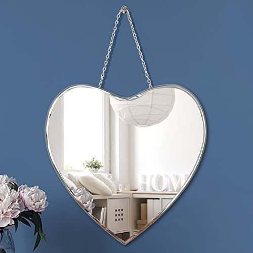 Espejo en forma de corazón con cadena de hierro para decoración de pared 12x12 pulgadas colgante de pared real - Imagen 2 de 7
