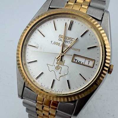 VTG Seiko SMI Quartz Watch 7N43-8111 Men Dual Tone Fluted Bezel New Battery 7''