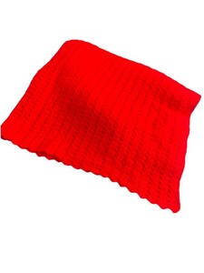 Vintage Handmade Crocheted Afghan Throw Blanket Red  Approximately 51” X 55”
