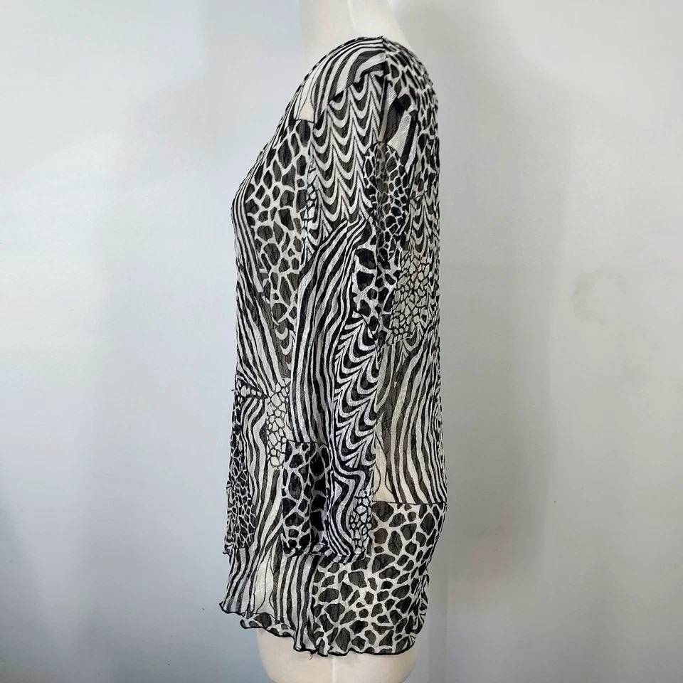 Camisa TravelSmith Top Mujer Talla Grande Malla Transparente Elastizada Negra Blanca Pullover Foto 4 de 4