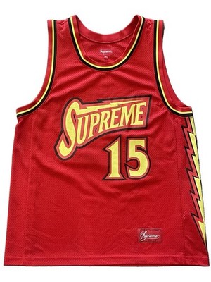 SUPREME Red M Bolt Basketball Jersey SS18 Y2k Streetwear 15
