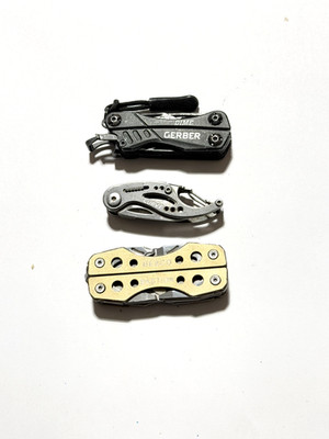 Lot of 3 Gerber Mini Multi Tools Pocket Knives- Curve -Hesco Bastion- Dime