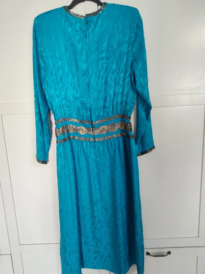 Vestido Vintage Turquesa Nordstrom Town Square Seda Con Lentejuelas Talla 10 (12) Foto 2 de 4
