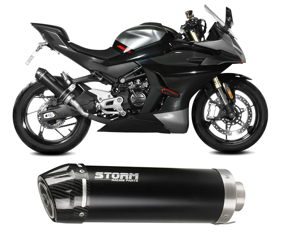Exhaust Muffler Storm by Mivv GP Black Steel Carbon CF Moto SR 450 2023 2024