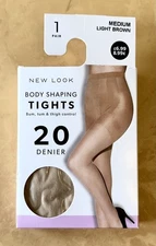 New Look Body Shaping Tights 20 Denier Size Medium In Light Brown NEW