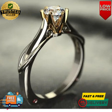 18K Gold Women Ring Moissanite Gemstone Wedding Engagement Jewelry Gift UK