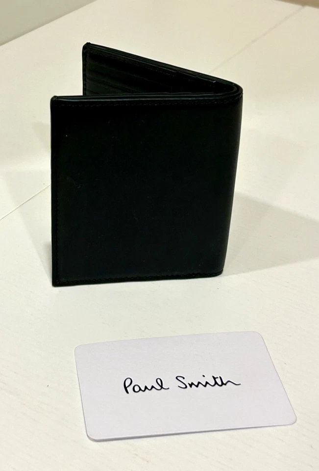 PAUL SMITH Hombre Cartera Negra 100% Cuero de Becerro - NUEVO Foto 3 de 4