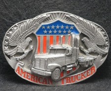 XD11147 GREAT VINTAGE 1988  AMERICAN TRUCKER  TRUCKING MENS PEWTER BELT BUCKLE