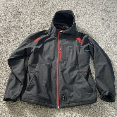 Cabelas Garbing Fleece Jacket Mens XL Gray Red Heated No Battery Full Zip EUC