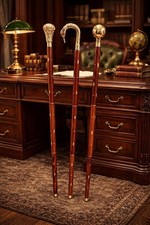 Set of 3Handmade Brass Handle Walking Cane Wooden Shaft Style Stick for Men Gift