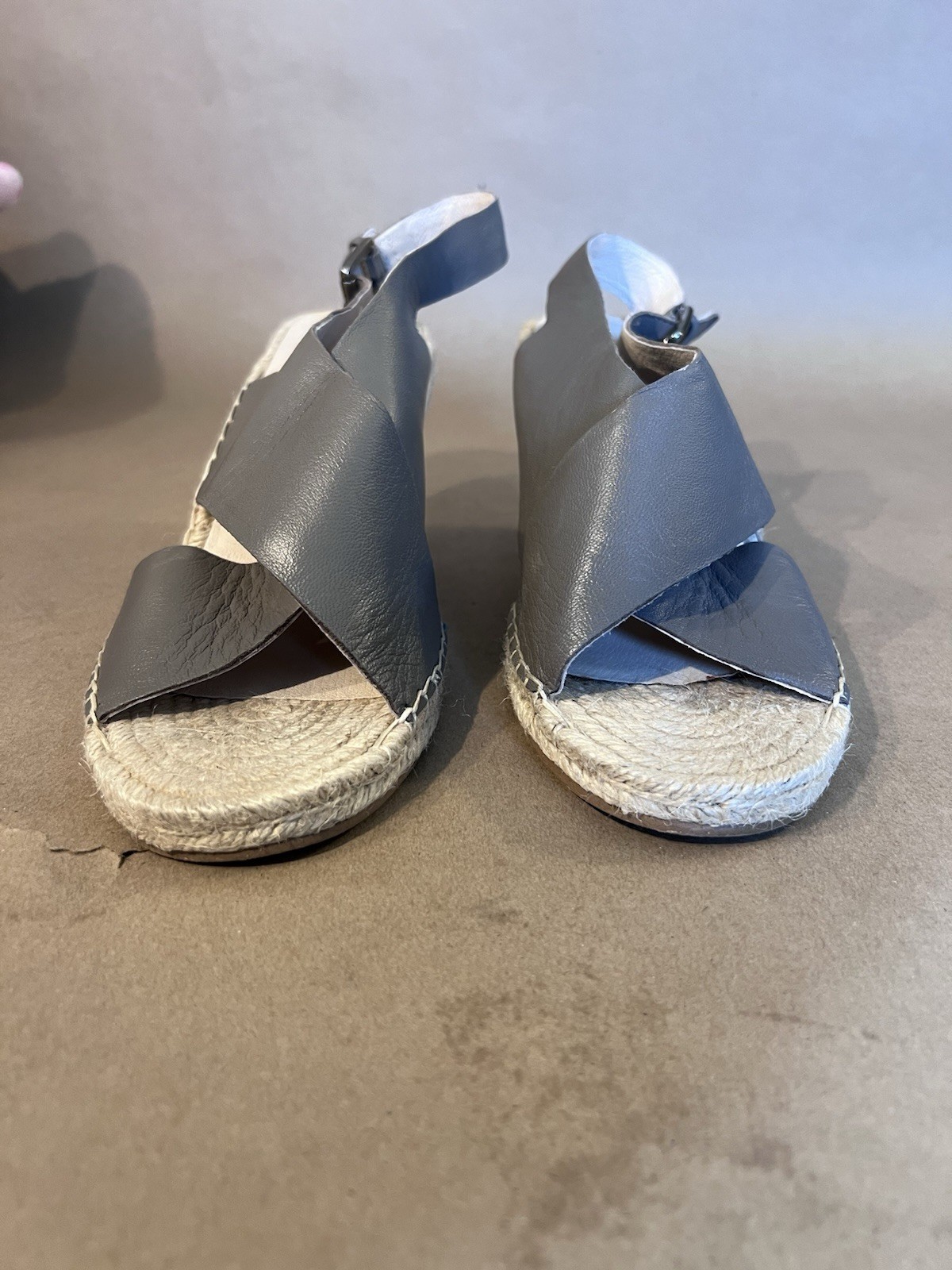 APL Espadrillas Caslon Suri vera pelle grigie incrociate slingback zeppe donna 9