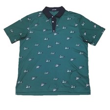 Bad Birdie Polo Shirt Mens XL Green Geometric Golf Flag AOP Print Performance