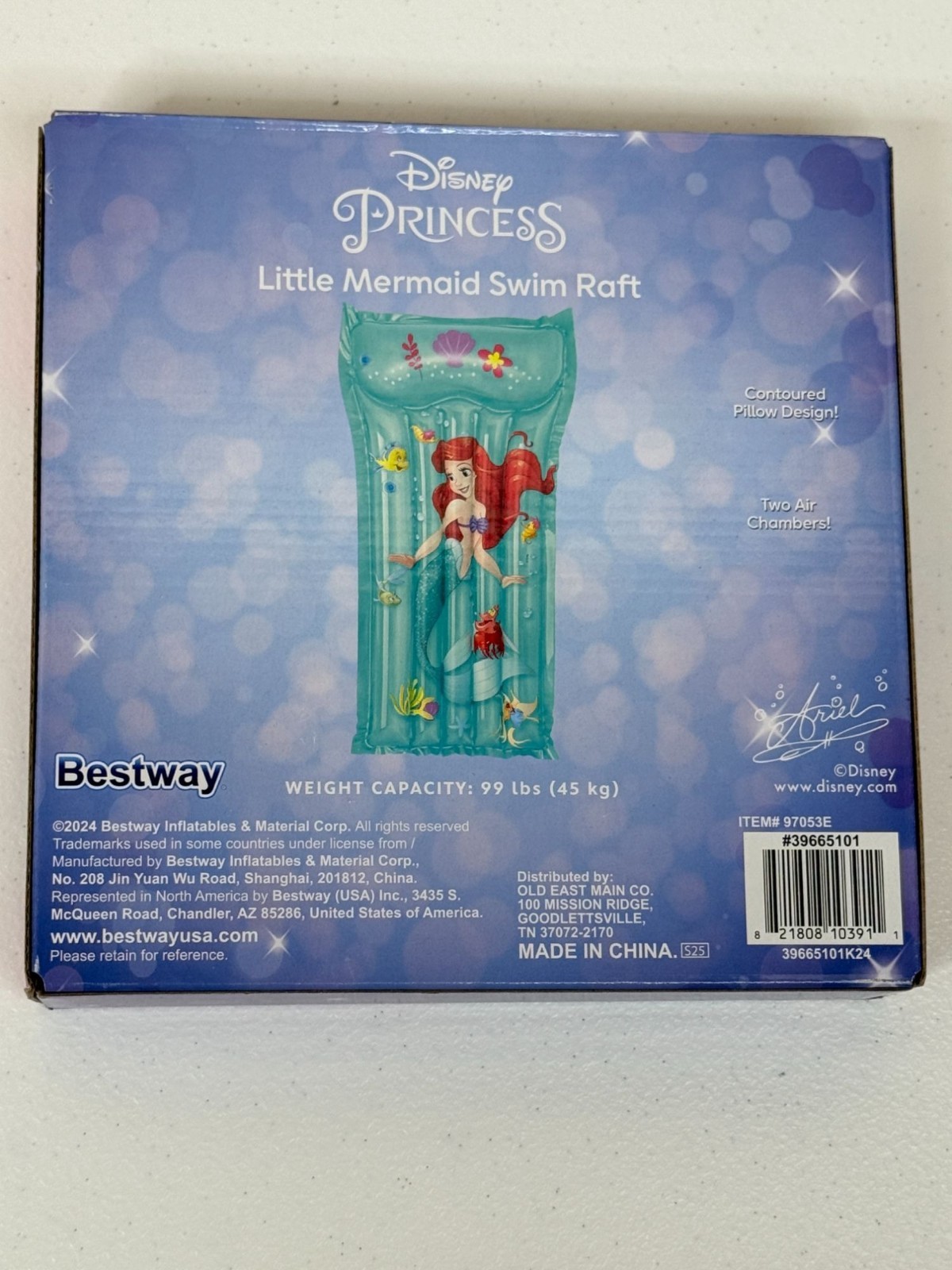 Disney Princess Ariel Little Mermaid Swim Raft Kids Pool Float Inflatable Age 3+