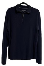 Men  s Size Large Navy Quarter Zip Sweater Pullover Casual Knit Lightweight Golf