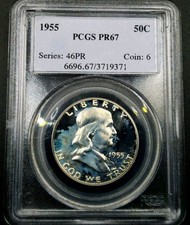 Β½ Dollar 1955 *Benjamin Franklin* Half Dollar United States PR67 PCGS Only 378K!