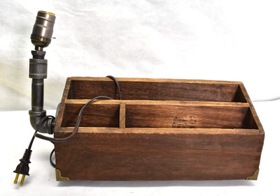 Urban Industrial Craft Edison Style Light Bulb Lamp Table Top 2 Drawer Organizer