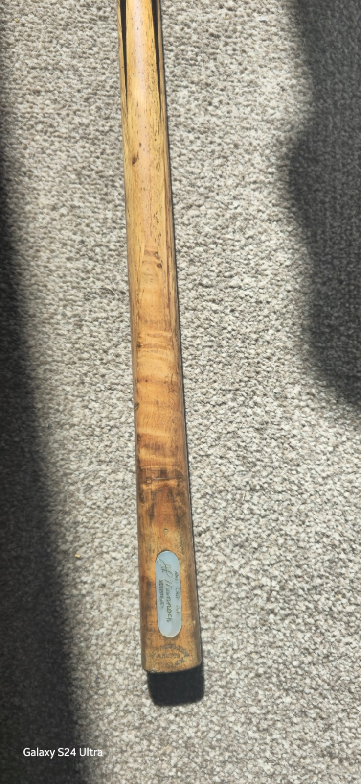 1pc J.P Mannock Ash cue by Burroughes & Watts - Ash shaft - extremely rare