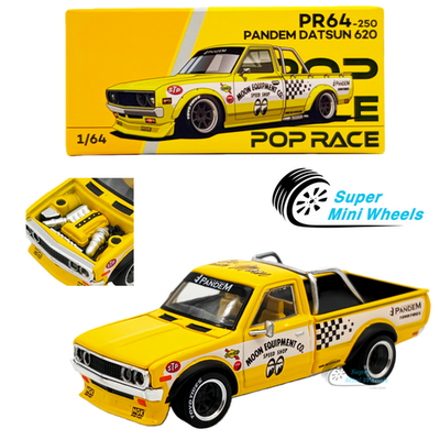 Pop Race 1:64 Pandem Datsun 620 pickup Mooneyes Yellow #250 | eBay