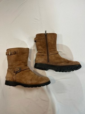 UGG Boots Womens 8.5 Brown Leather  1003883 Mid Calf Zips Buckle