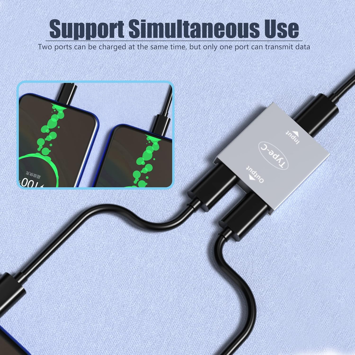 YACSEJAO USB C Splitter Dual USB C Charger Adapter USB Female to Female Double U