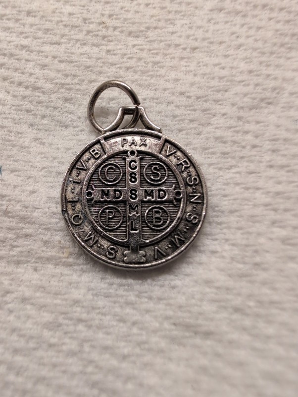 St Benedict's Medal, silver tone, 3/4"