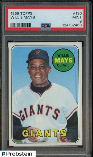 1969 Topps #190 Willie Mays San Francisco Giants HOF PSA 9 MINT " CENTERED "