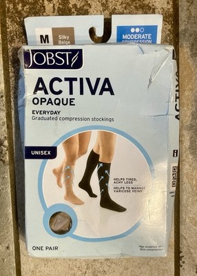 Jobst Activa Opaque 15-20 Knee High Closed Toe, Silky Beige, Size Medium - NEW