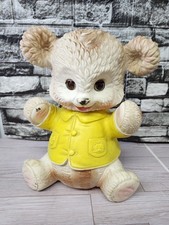 Vintage Edward Mobley Arrow Rubber Squeaker Bear Sleeping Eyes Yellow Coat 1962