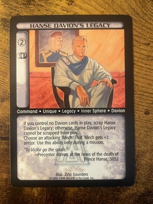 Battletech CCG TCG Card Game Rare Arsenal Expansion Hanse Davion's Legacy