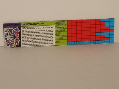 G1 TRANSFORMER MICROMASTERS RACE TRACK PATROL TECH SPEC LOT # 1