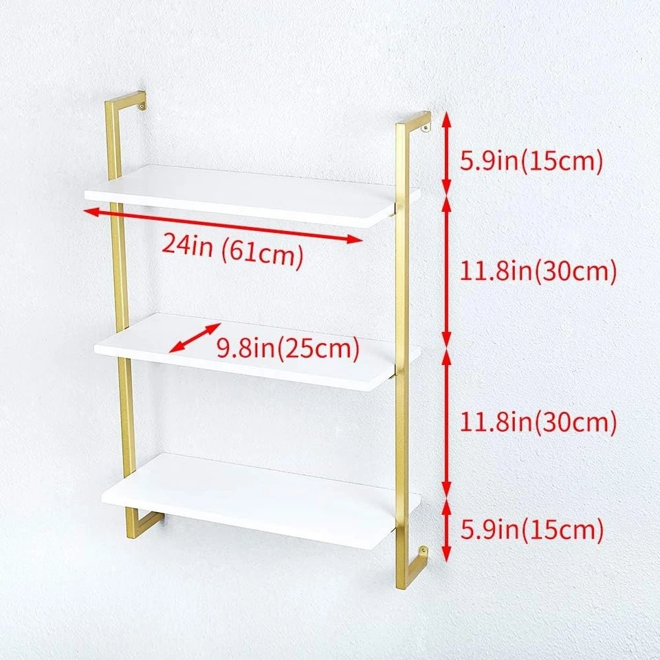 Industrial Metal Wall Shelf,Floating Shelves Wall Mounted,24in Real Wood Book... - Image 2 of 2