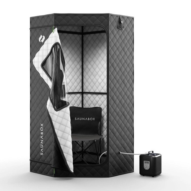 SAUNABOX SmartSteam Pro Portable Wet Steam Sauna Tent, Chair/Mat, 35x35x62"