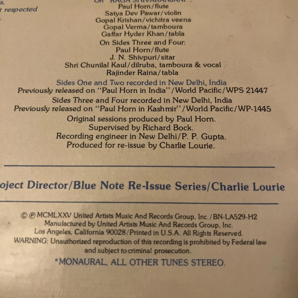 Paul Horn in India, 2 LP Set, 1975 Mono/Stereo,  Blue Note, Factory Sealed   - Image 4 of 4