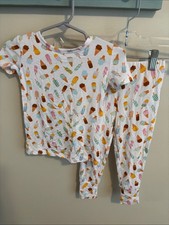 NEW Posh Peanut Pajama Set Multicolor Ice Cream Print size 18-24 months bamboo