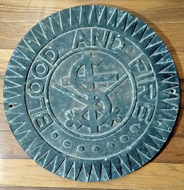 Original Vtg cast aluminum "Blood and Fire" The Salvation Army building plaque