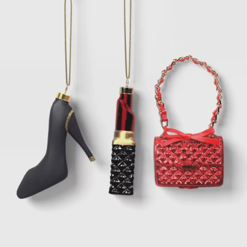 Target Holiday Fashion Ornament Set — 3 Count (Shoe • Lipstick • Handbag) • NEW