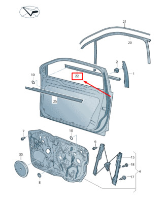 VW Touareg 7P seal for window opening front left outer 7P6837477D5AP
