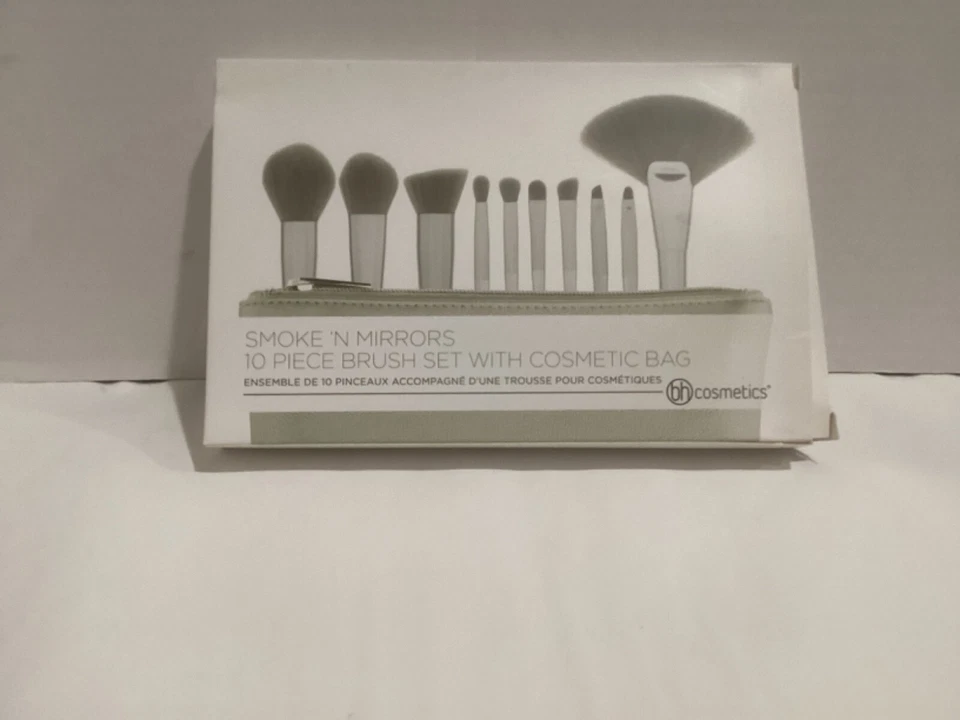BH COSMETICS Smoke 'n Mirrors Juego de 10 Cepillos Metalizados con Bolsa Nuevo Foto 4 de 4