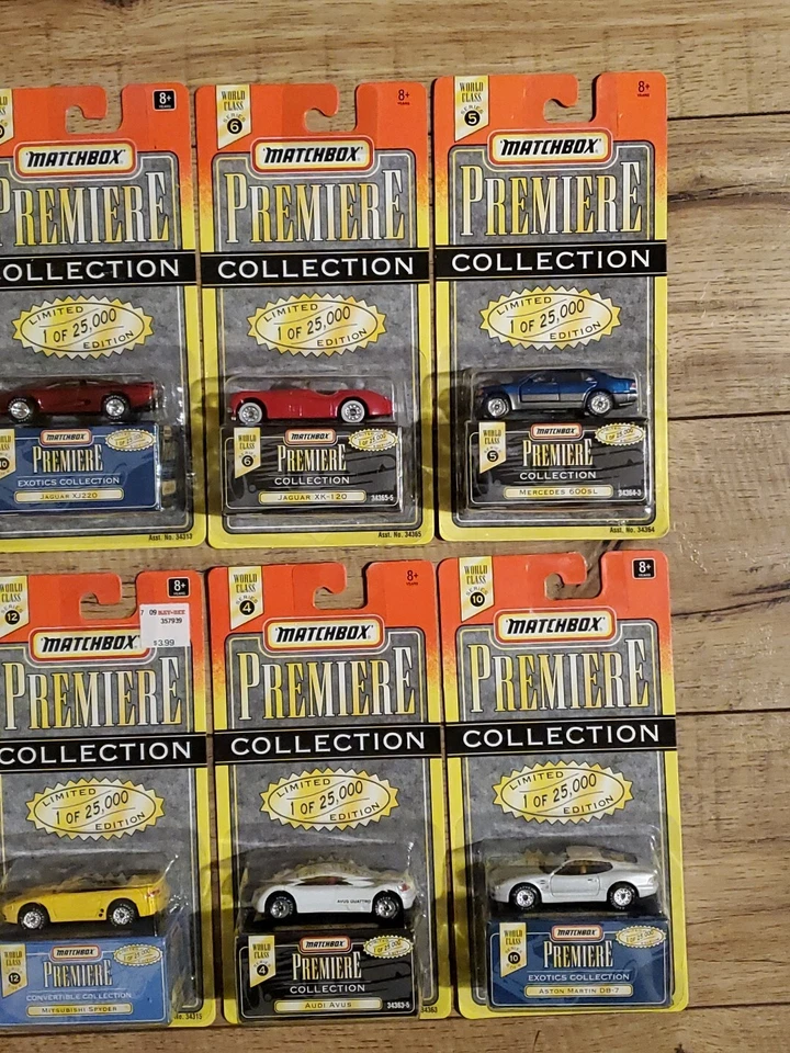8 Matchbox Premiere Collection White Aston Martin, Mercedes, Jaguar, Mitsubishi  - Image 2 of 4