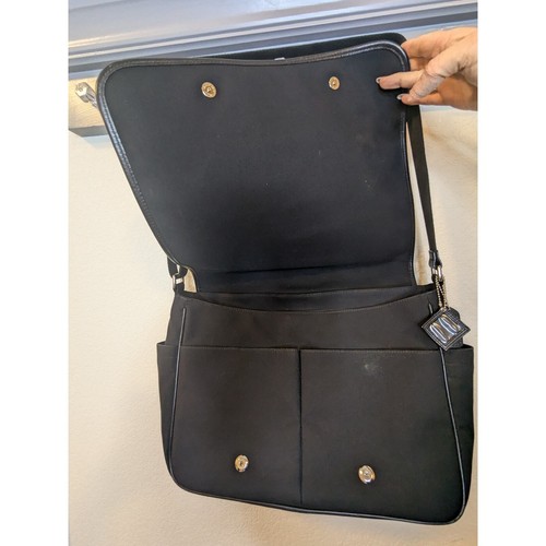 Authentic COACH Black Transatlantic Messenger Bag Black Neoprene Leather $295 - Picture 12 of 16