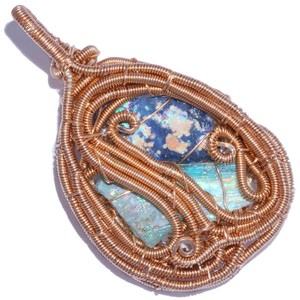 Roman-Glass-Woven-Wire-Wrapped-Pendant
