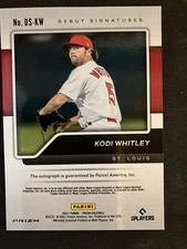 2021 Panini Prizm Debut Signatures Kodi Whitley Rookie Auto St. Louis Cardinals
