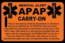Personalized Safety Orange Carry-On APAP Bag Tag - TSA - Sleep Apnea