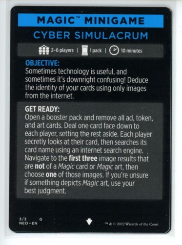 Magic Minigame: Cyber Simulacrum (3) Neon Dynasty NEO (BASE) NM+ (MTG) - Imagen 1 de 2