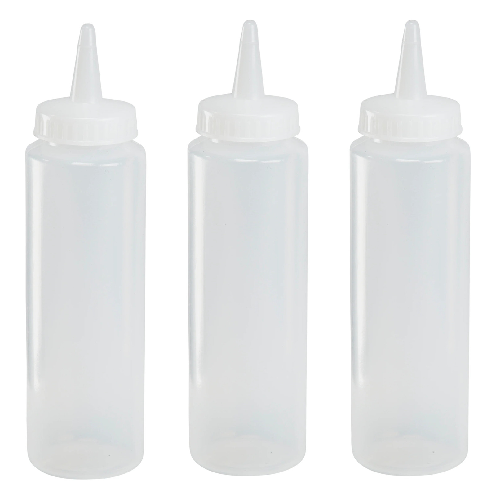 Squeeze Condiment / Sauce Bottles Clear, 3-Pack, 8 Ounce