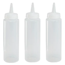 Squeeze Condiment / Sauce Bottles Clear, 3-Pack, 8 Ounce